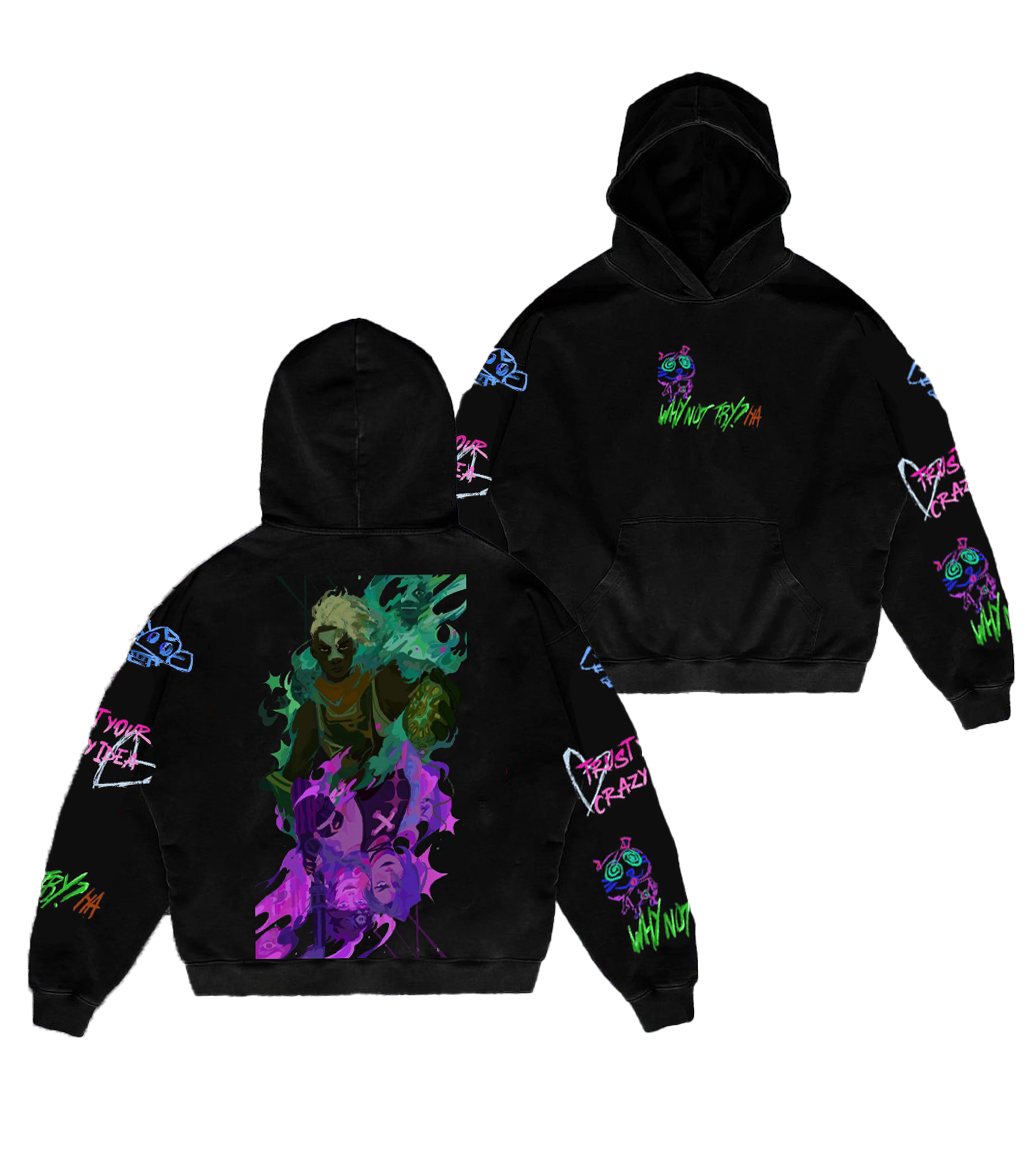 Arcane Oversized Black Hoodie