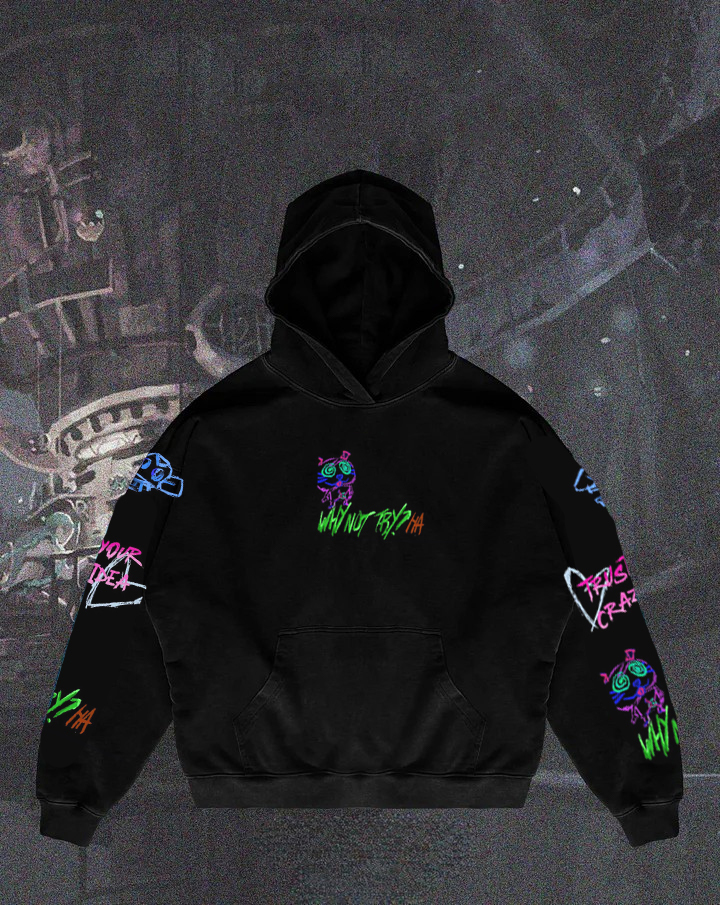 Arcane Oversized Black Hoodie