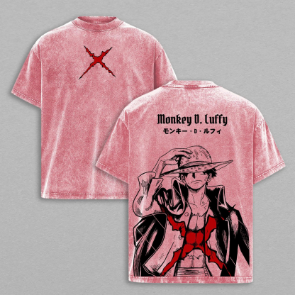 Luffy One Piece Pirate King Unisex Washed T-Shirt