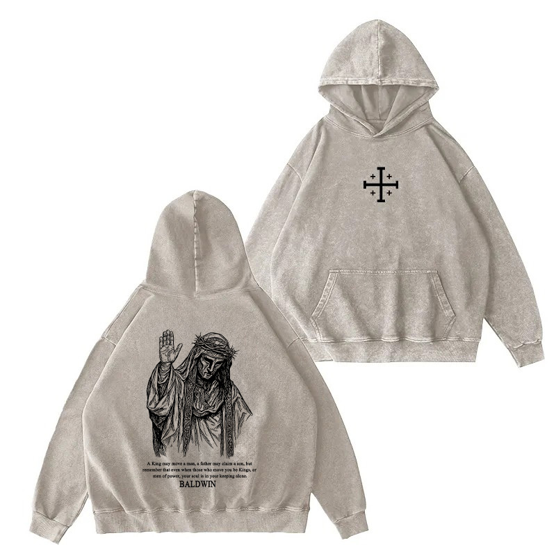 Baldwin IV never gave in to illness King of Jerusalem Unisex Washed Zip Up Hoodie