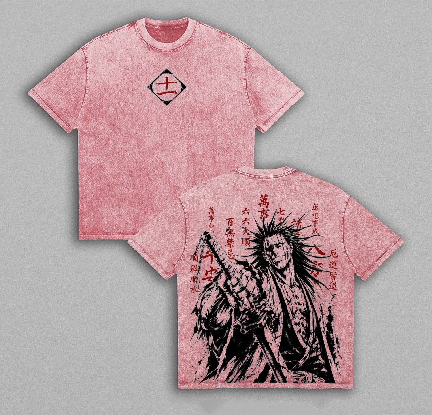 Kenpachi Zaraki Bleach Anime Unisex Washed T-Shirt
