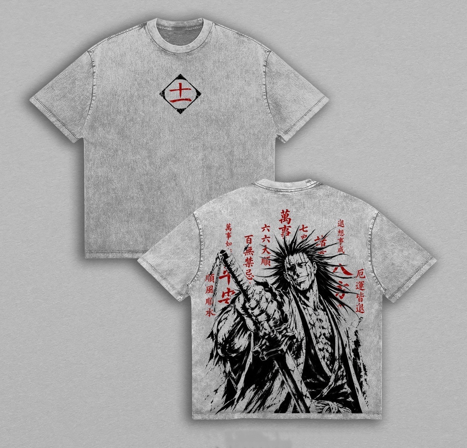 Kenpachi Zaraki Bleach Anime Unisex Washed T-Shirt