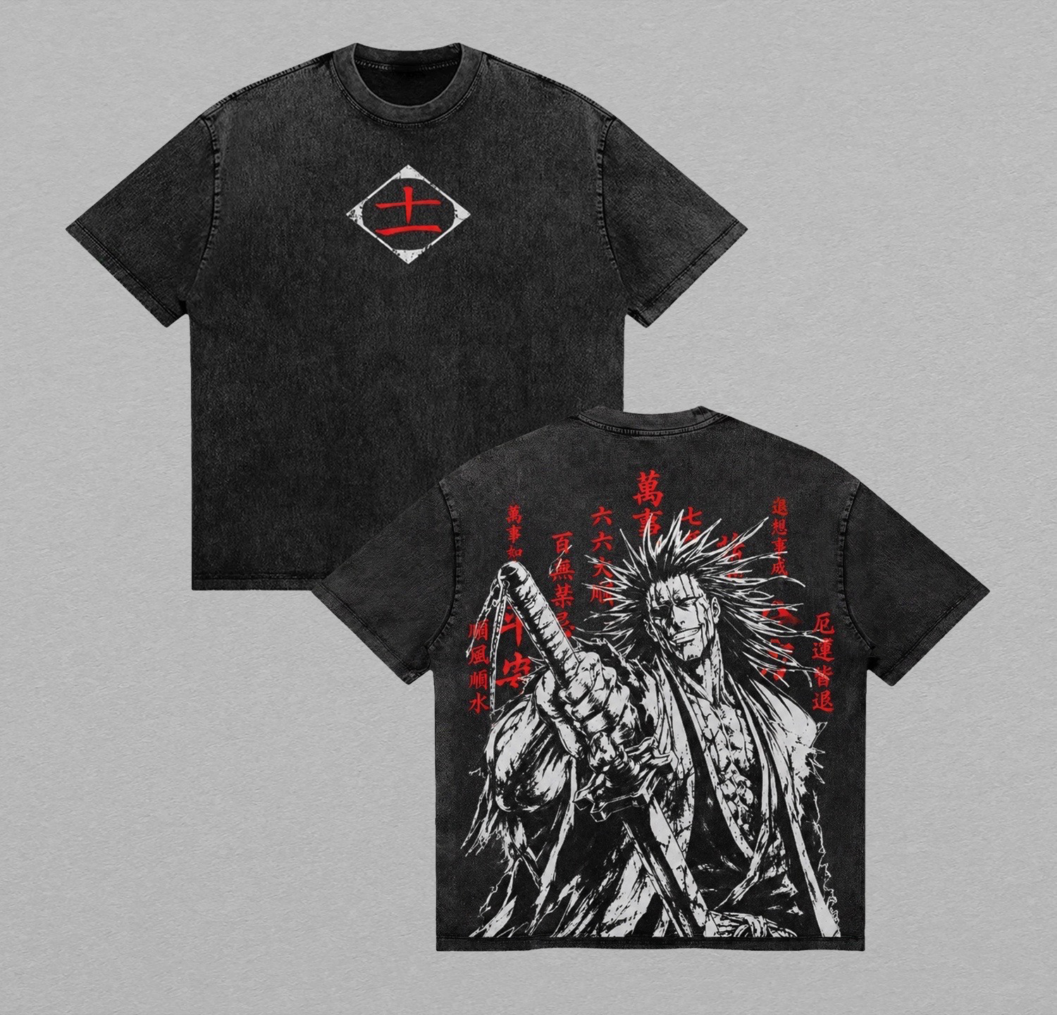 Kenpachi Zaraki Bleach Anime Unisex Washed T-Shirt