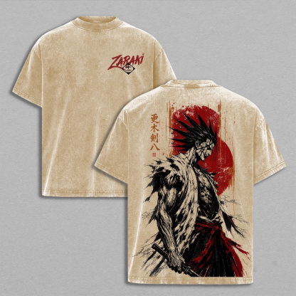 Kenpachi Bleach Anime Unisex Washed T-Shirt