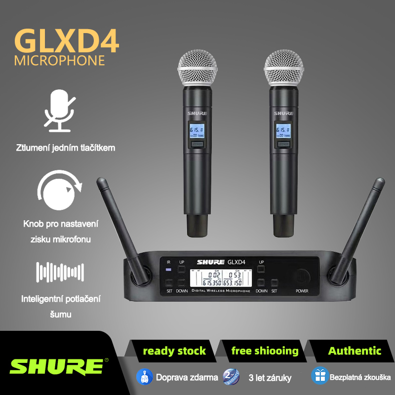 Shure GLXD4 bezdrátový mikrofonní systém s dvojitou sadou mikrofonů BETA58A / SM58