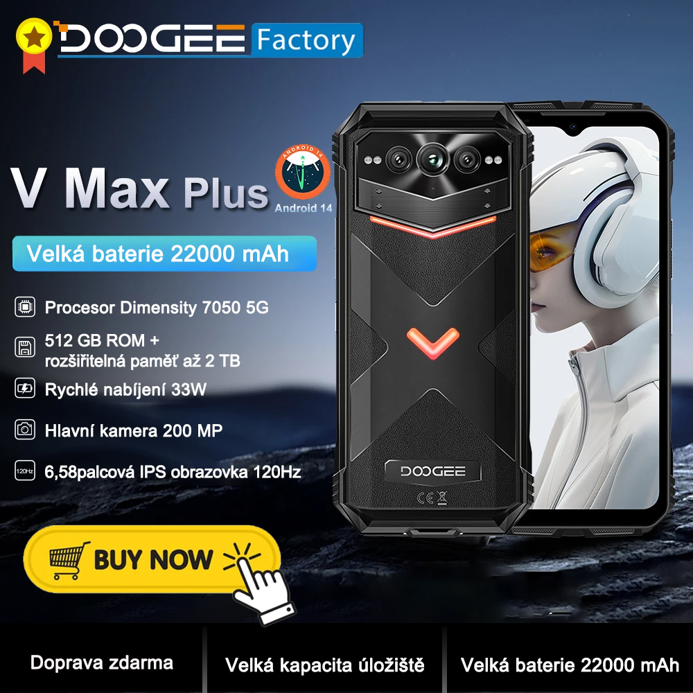 Doogee V Max Plus - Robustní 5G smartphone, celosvětové uvedení