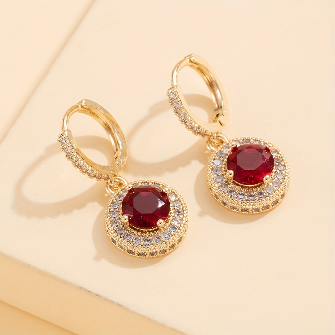 🎁 50% sleva na všechny produkty !✨Kulaté náušnice z červených drahokamů💃