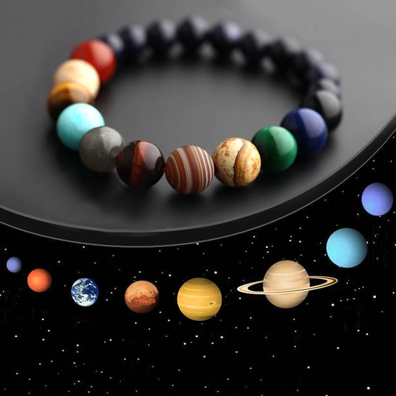 🎁 50% sleva na všechny produkty ! 🌌Módní sluneční náramek z přírodního kamene z kosmické jógy čakry z osmi planet🌟