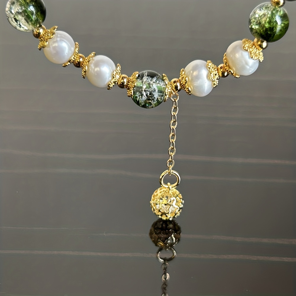 🎁 50% sleva na všechny produkty !💎Přírodní perla a vintage styl Green Phantom Quartz náramek✨