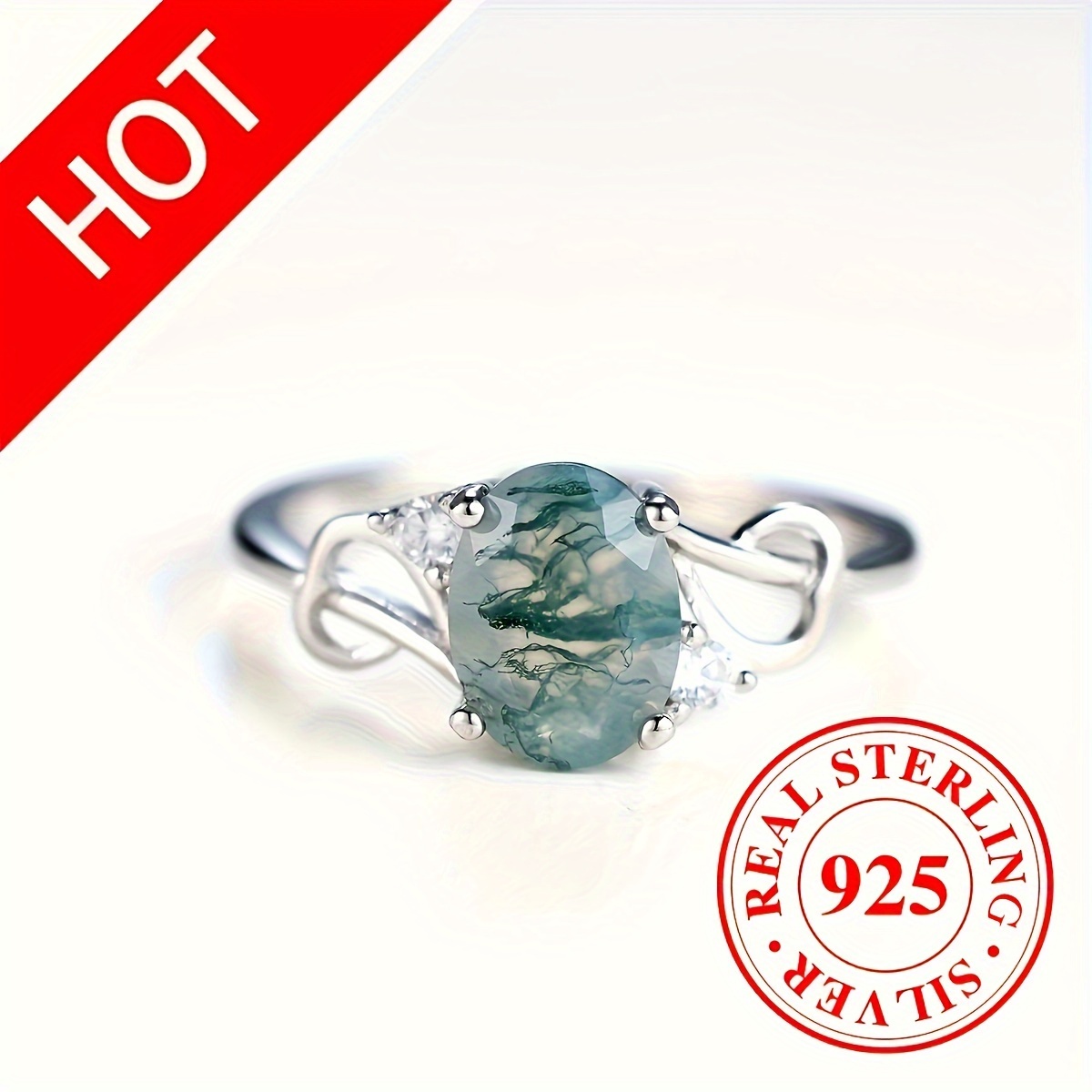 🎁 50% sleva na všechny produkty ! 💍Stříbrný prsten ze zeleného achátu✨