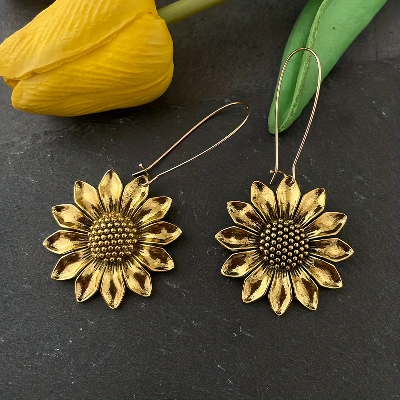 🎁 48% sleva na všechny produkty !🌻 Roztomilé náušnice s háčky ve tvaru bohémské slunečnice Elegantní náušnice s háčkem 💛