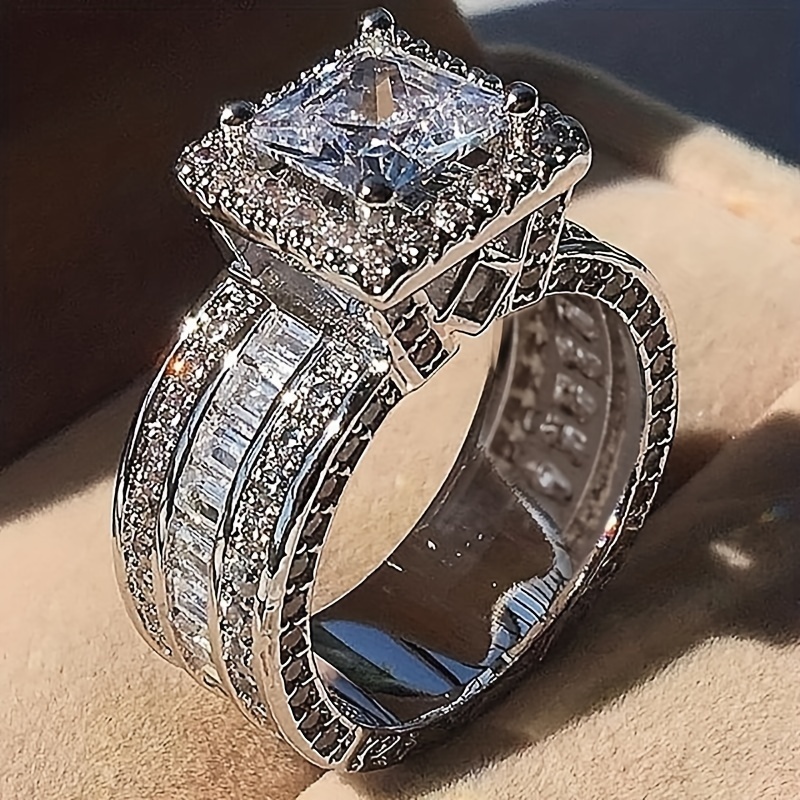 🎁 48% sleva na všechny produkty !💍Halo Set Square Cut Šumivý prsten 🌟