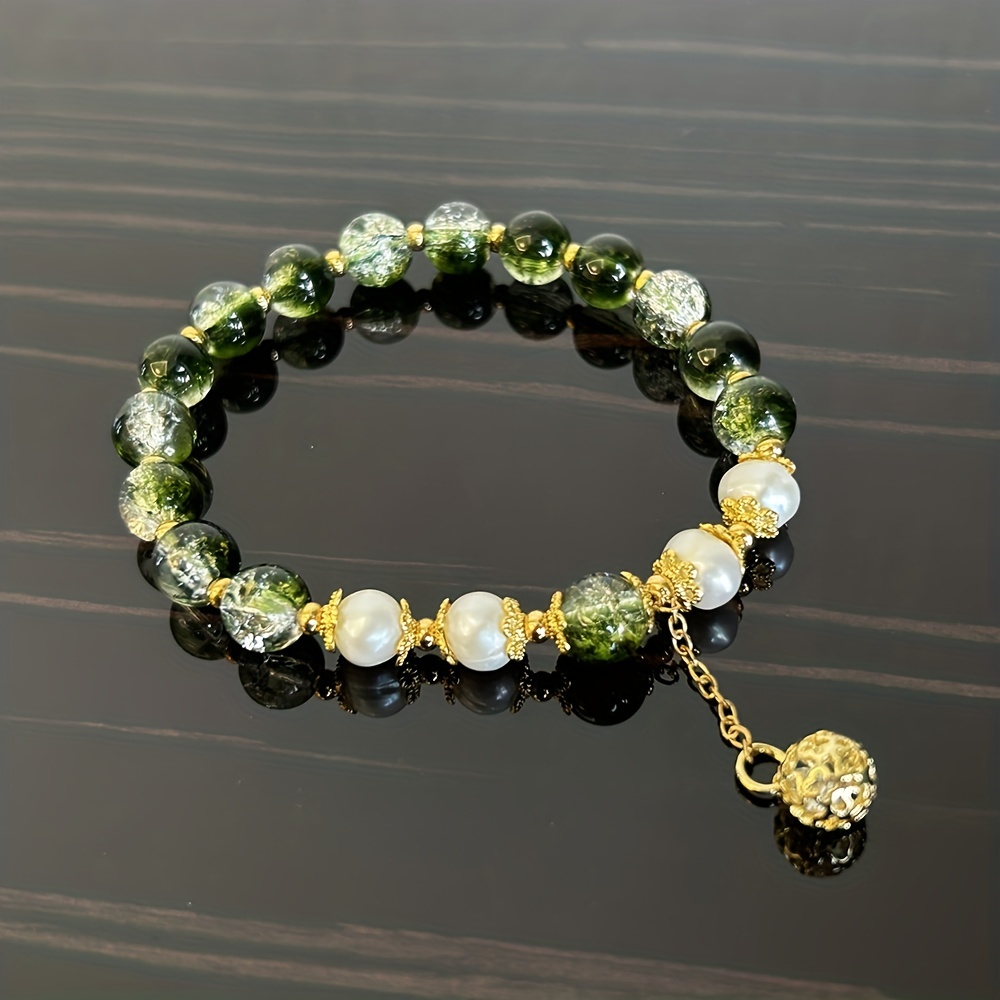 🎁 50% sleva na všechny produkty !💎Přírodní perla a vintage styl Green Phantom Quartz náramek✨