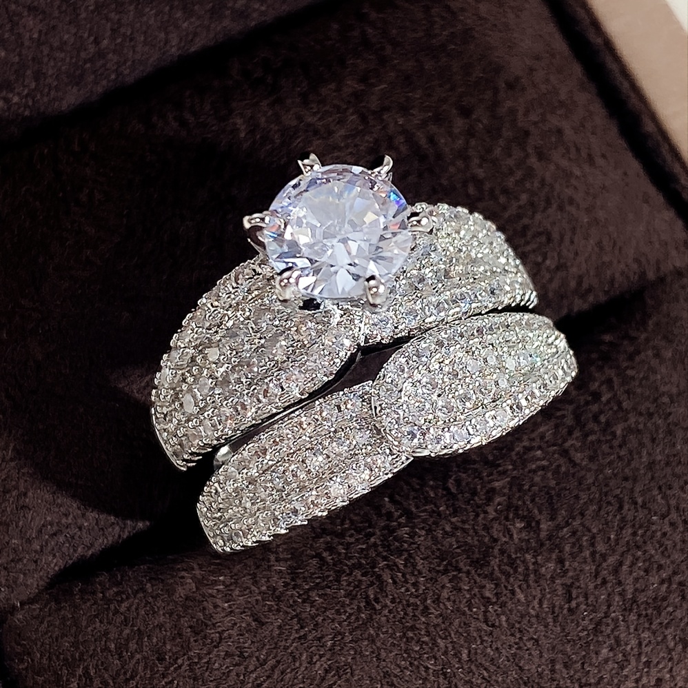 🎁 50% sleva na všechny produkty !✨2 kusy/sada postříbřený zirkonový prsten pro ženy💍