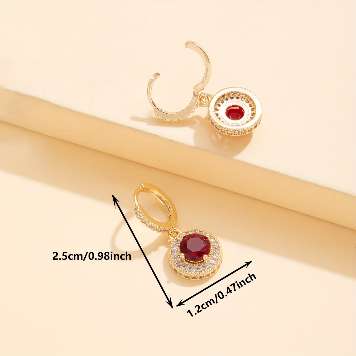 🎁 50% sleva na všechny produkty !✨Kulaté náušnice z červených drahokamů💃