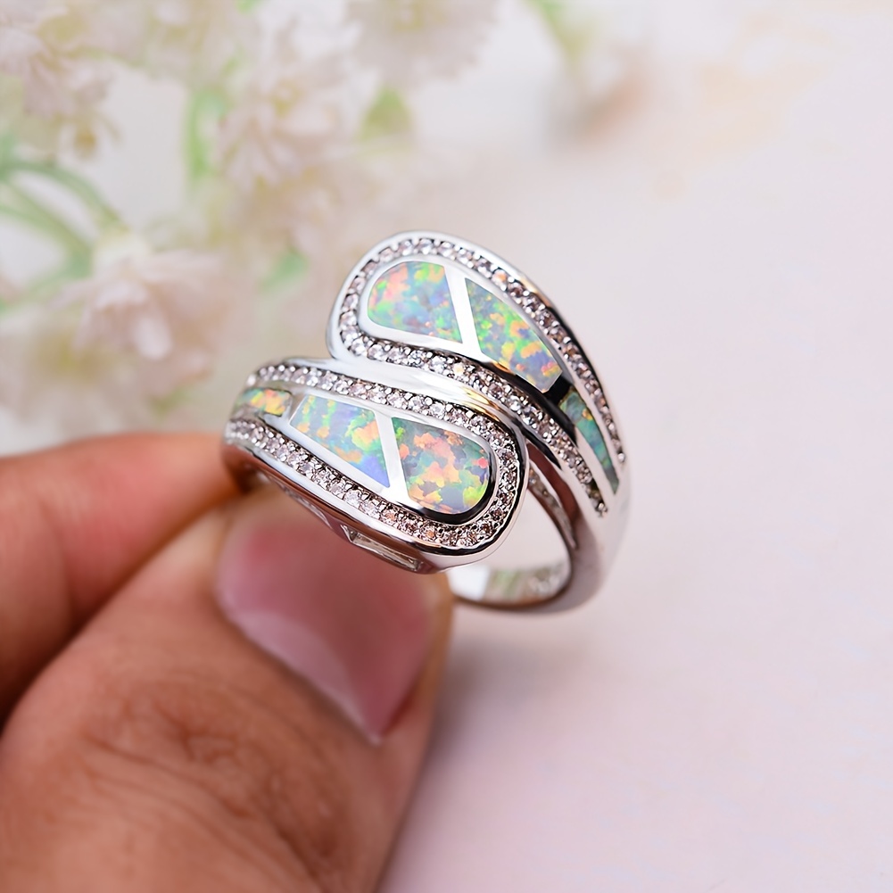 🎁 50% sleva na všechny produkty !💍Dámský bílý opálový prsten Boho Vintage✨