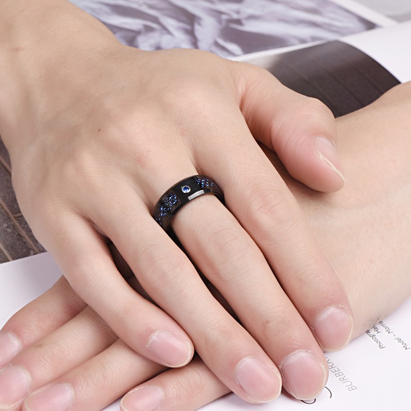 🎁 48% sleva na všechny produkty !✨ Americký široký pánský prsten z wolframové oceli se vzorem černého draka 🐉