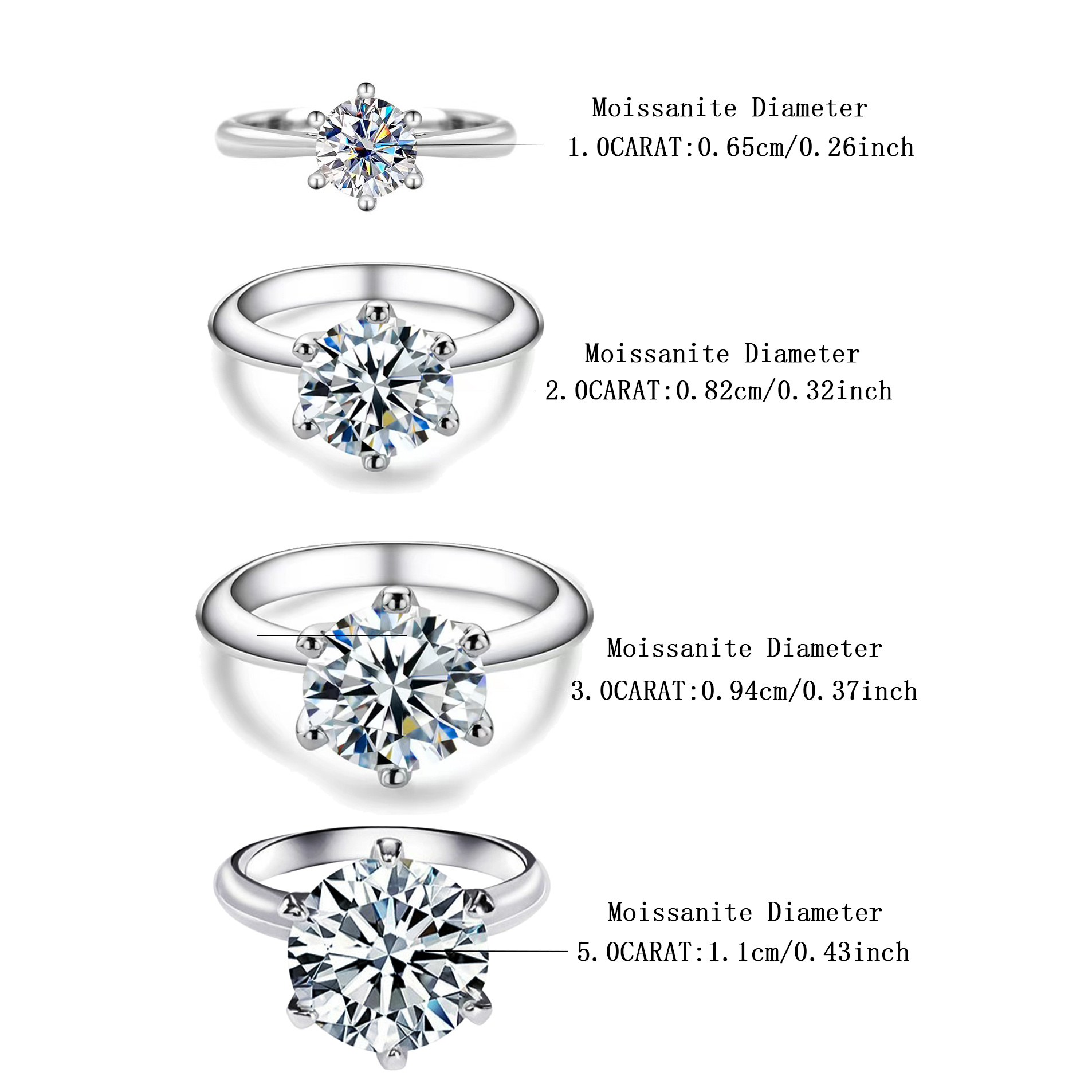 🎁 48% sleva na všechny produkty !✨1/2/3/5 karátový moissanitový prsten 💍