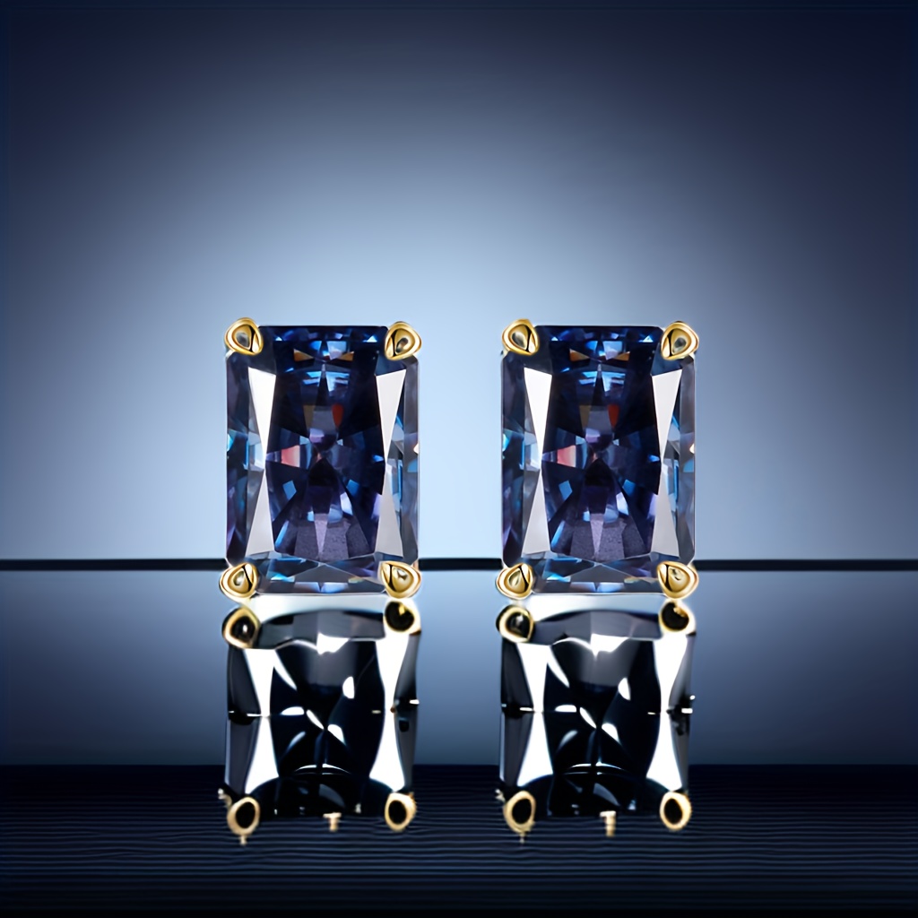 🎁 50% sleva na všechny produkty !💙7ct hluboké tanzanitové modré obdélníkové náušnice z ledu řezané náušnice💎
