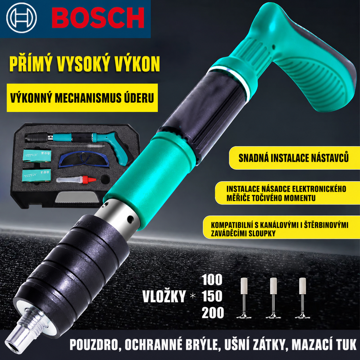 Montáž stropních/kamerových/klimatizačních/kabelových žlabů – minisada pro montáž s hřeby