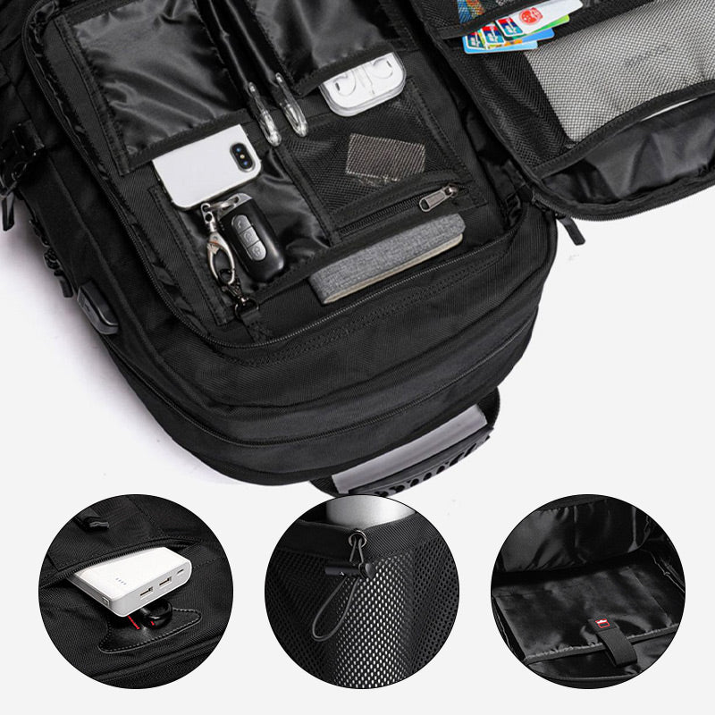 Vyriškas vandeniui atsparus USB įkrovimo nešiojamas kompiuteris Didelės talpos kelioninė kuprinė