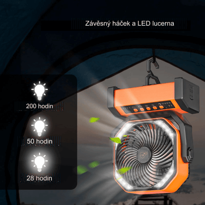 捷克Výkonný bezdrátový kempingový ventilátor 3 v 1 ideální na cesty