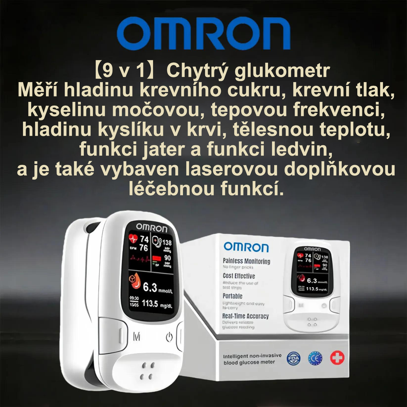 ✨ Omron™ představuje nově uvedený neinvazivní chytrý glukometr pro měření hladiny glukózy v krvi 🔥Vyrobeno v USA🔥