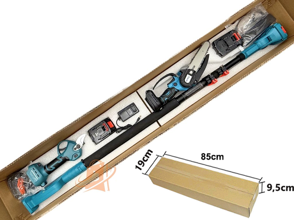 ARKIDA FC-16 Multifunkcní Aku sada 3v1 Aku řetězová pila 6" + AKU nůžky + Teleskop + 2x1.5Ah baterie+nabíječka+příslušenství