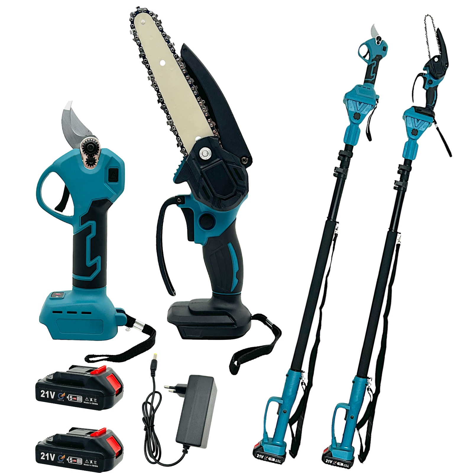 ARKIDA FC-16 Multifunkcní Aku sada 3v1 Aku řetězová pila 6" + AKU nůžky + Teleskop + 2x1.5Ah baterie+nabíječka+příslušenství