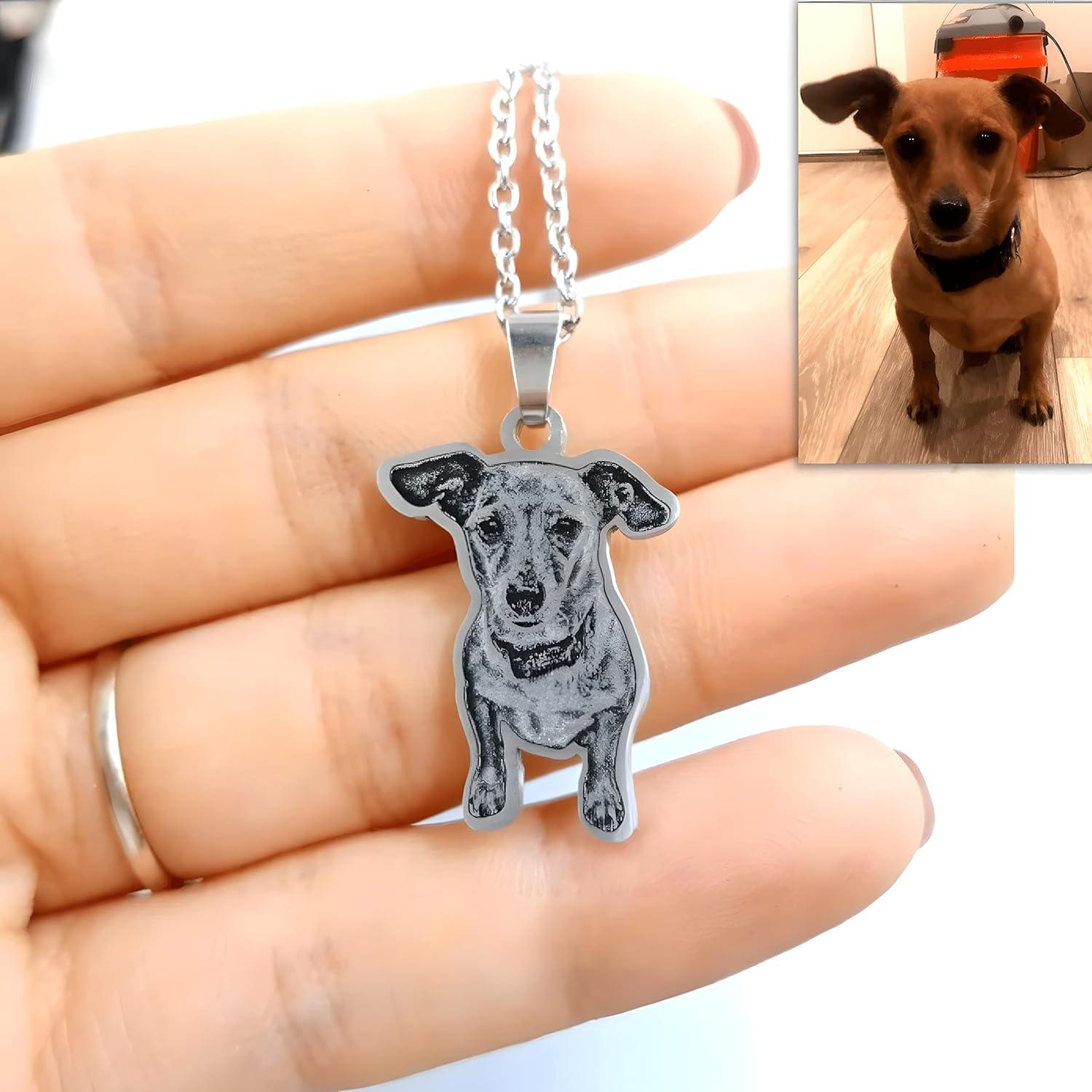 Vlastní obrázek vyrytý náhrdelník pro milovníka domácích mazlíčků Personalizovaný náhrdelník Foto přívěsek Sterling Silver