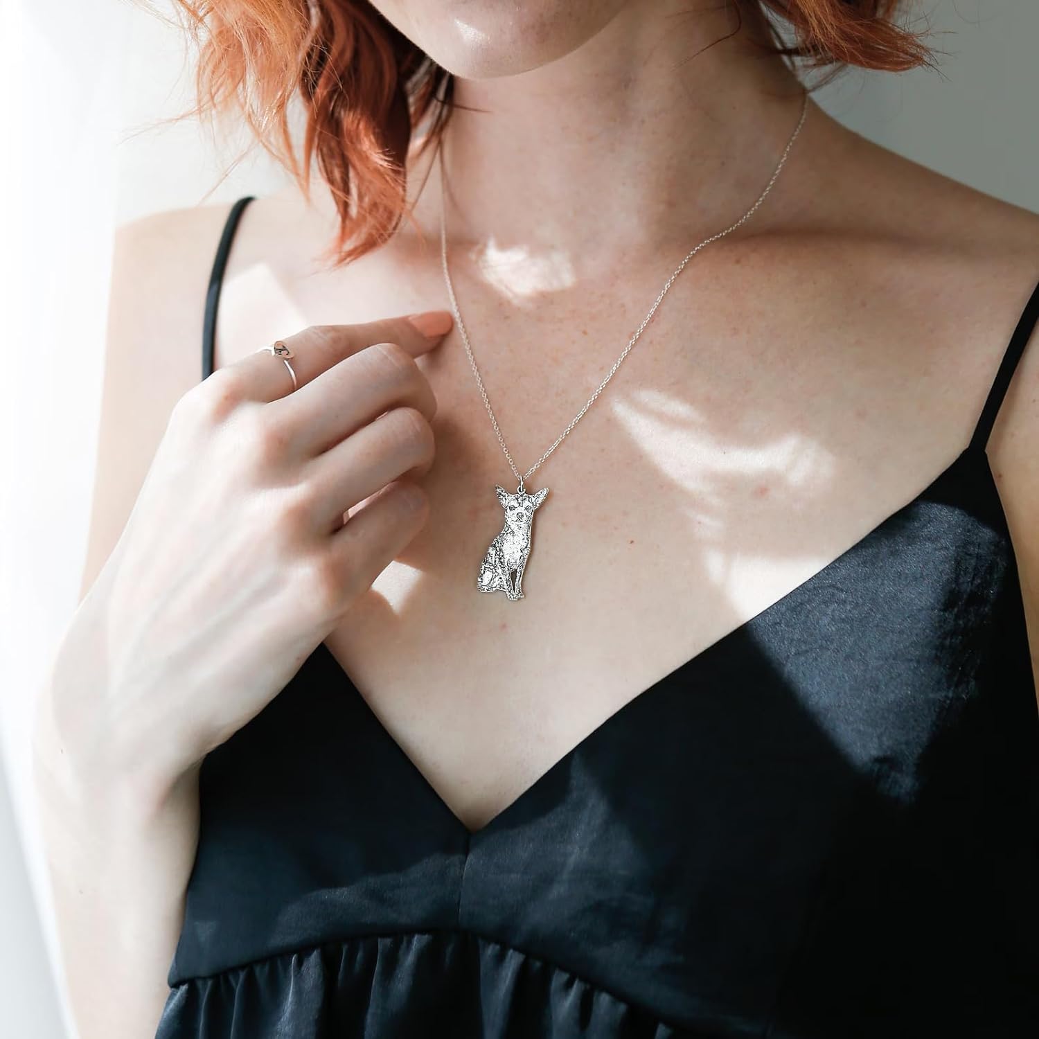 Vlastní obrázek vyrytý náhrdelník pro milovníka domácích mazlíčků Personalizovaný náhrdelník Foto přívěsek Sterling Silver