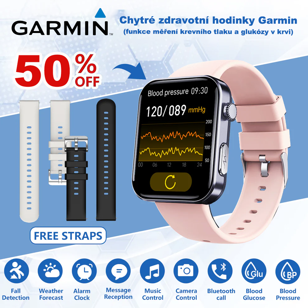 ⌚️ 2026 vylepšená verze! Garmin AI chytré hodinky pro zdraví – sledování hladiny cukru v krvi a krevního tlaku, funkce volání, 2 řemínky zdarma 🎁📞