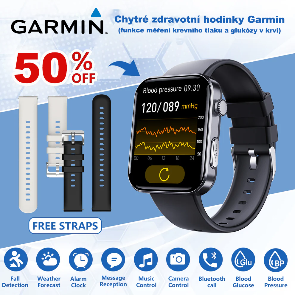 ⌚️ 2026 vylepšená verze! Garmin AI chytré hodinky pro zdraví – sledování hladiny cukru v krvi a krevního tlaku, funkce volání, 2 řemínky zdarma 🎁📞