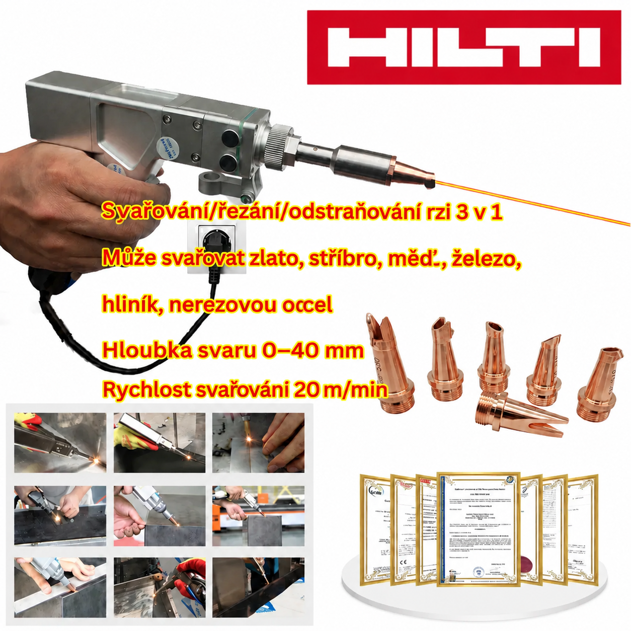 Multifunkční vysoce výkonná laserová svářečka 6000 W Hilti