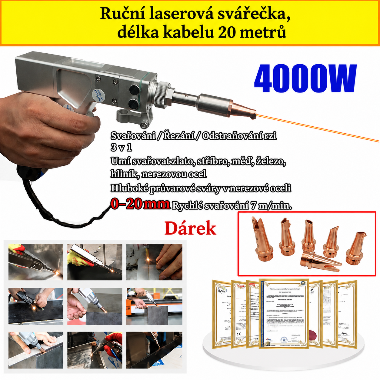 Multifunkční vysoce výkonná laserová svářečka 6000 W Hilti