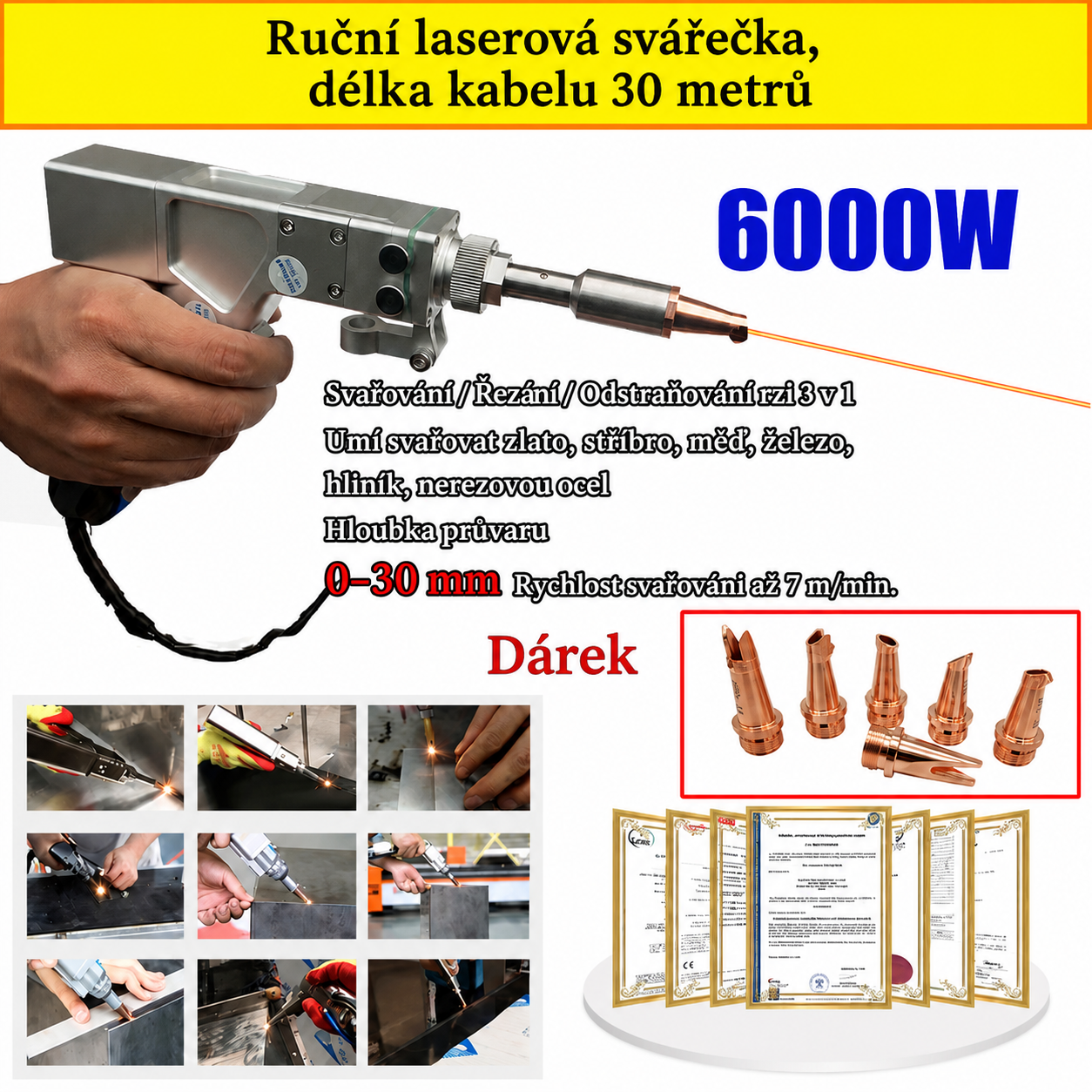 Multifunkční vysoce výkonná laserová svářečka 6000 W Hilti