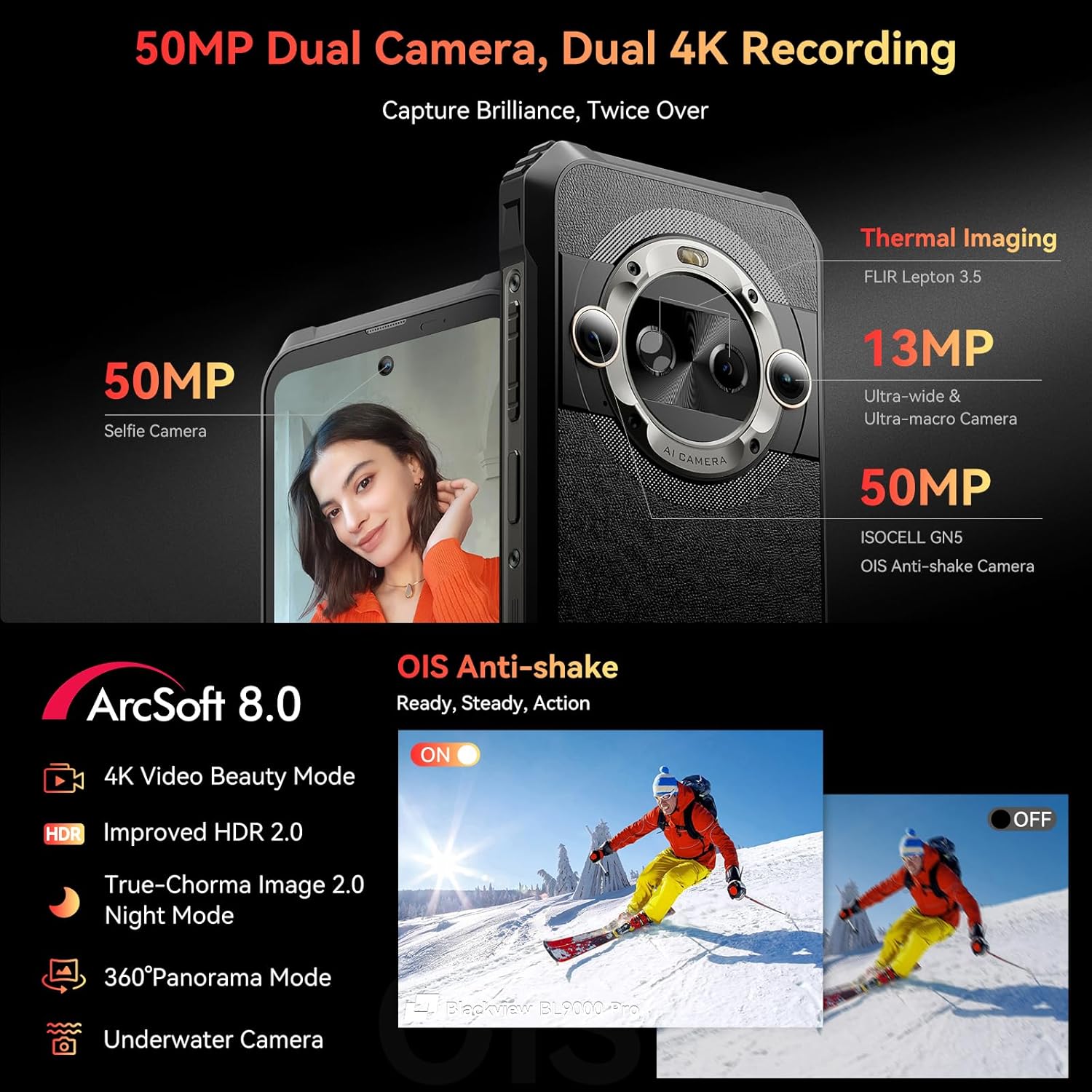 【Nová verze】Smartphone Blackview BL9000 Pro 5G, odolný (s FLIR termální kamerou)