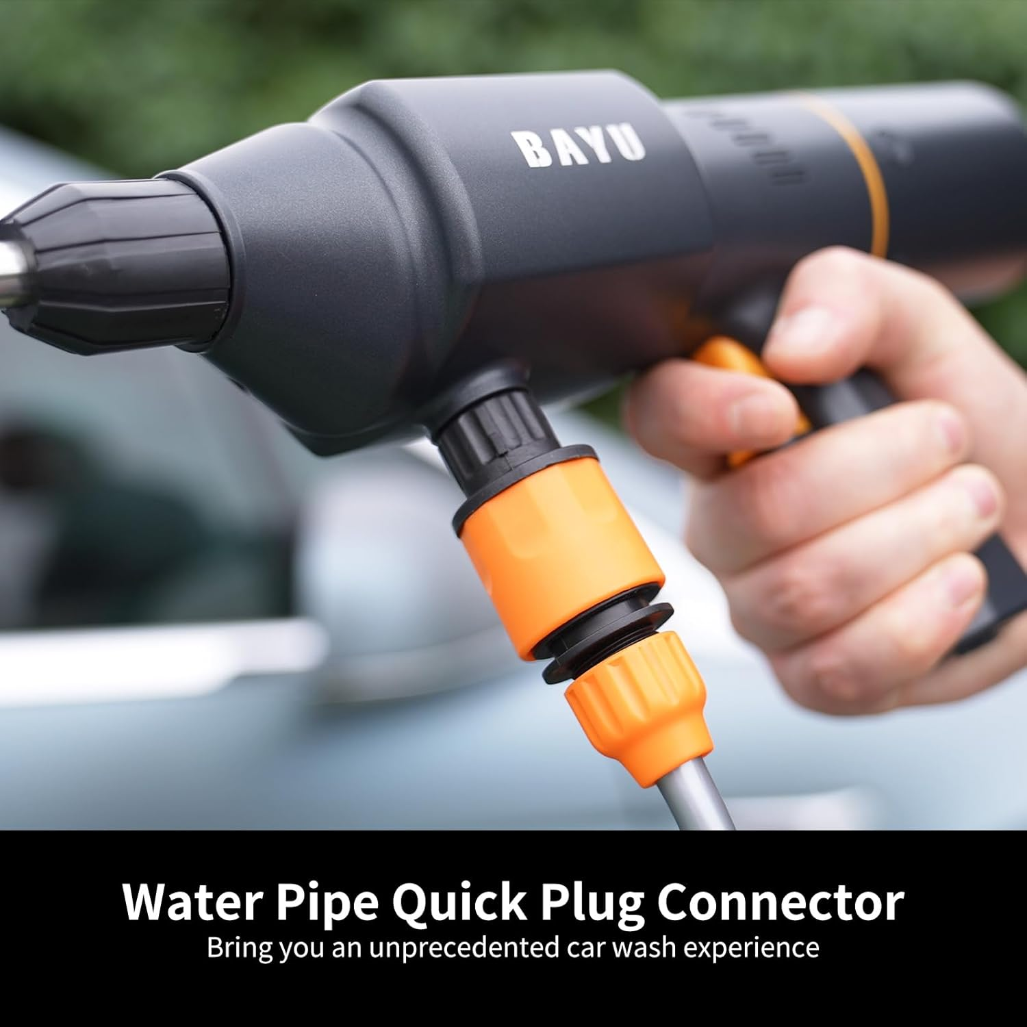 BAYU 2v1 bezdrátová tlaková myčka, 200PSI přenosná myčka aut, s baterií 15000mAh a 6v1 tryskou – ruční tlaková myčka vhodná pro auta, domácnost i zahradu.