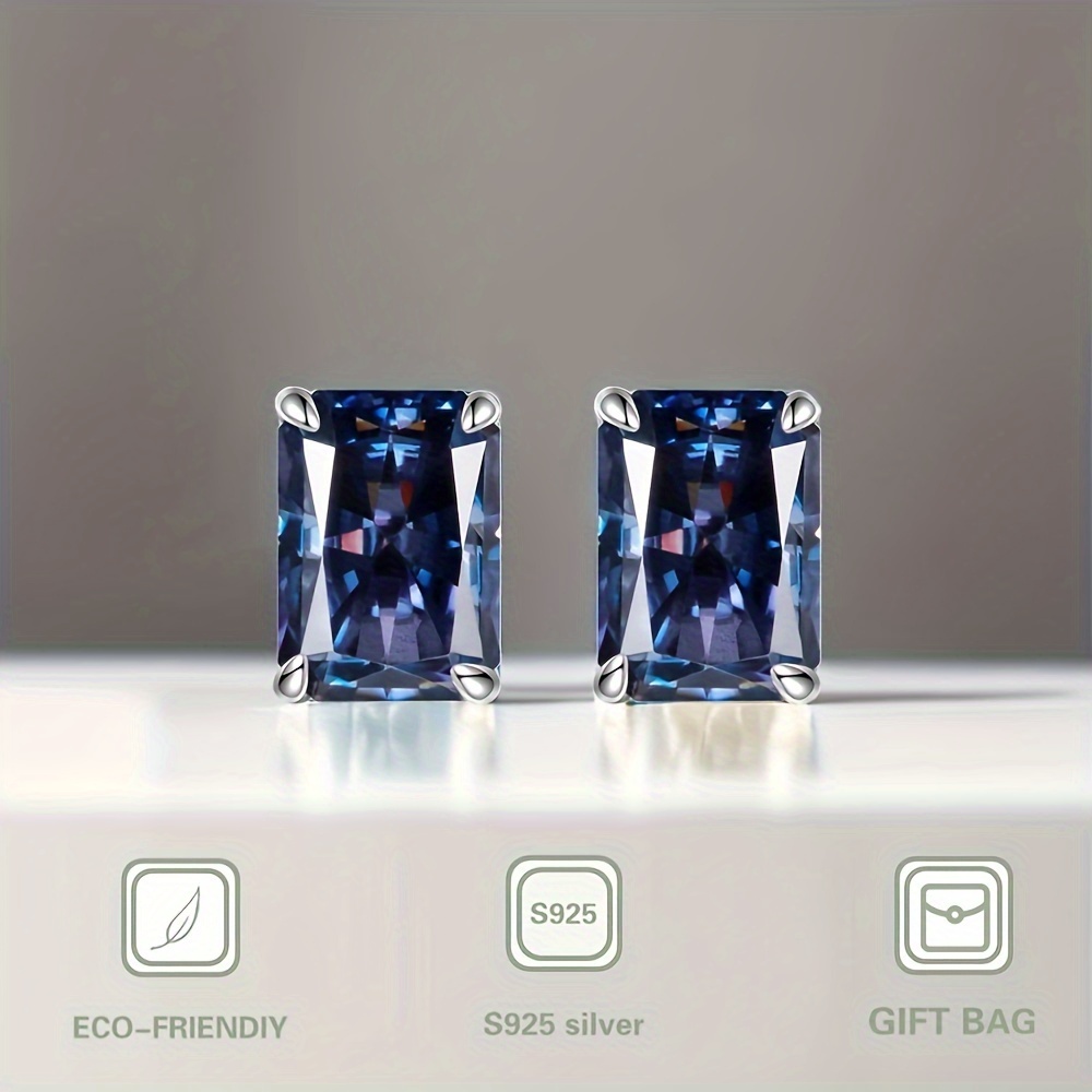 🎁 50% sleva na všechny produkty !💙7ct hluboké tanzanitové modré obdélníkové náušnice z ledu řezané náušnice💎