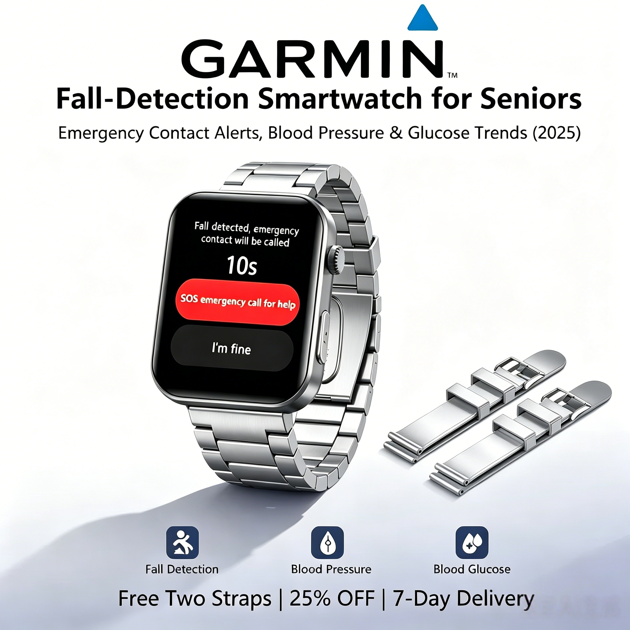 ⌚️ 2026 vylepšená verze! Garmin AI chytré hodinky pro zdraví – sledování hladiny cukru v krvi a krevního tlaku, funkce volání, 2 řemínky zdarma 🎁📞