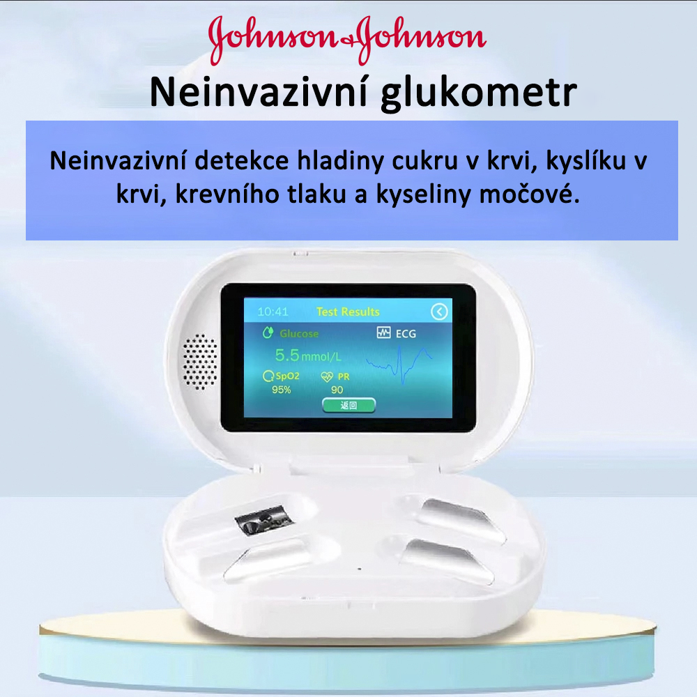Nový typ neinvazivního glukometru společnosti Johnson & Johnson, který měří hladinu cukru v krvi včas bez nutnosti propichování prstů