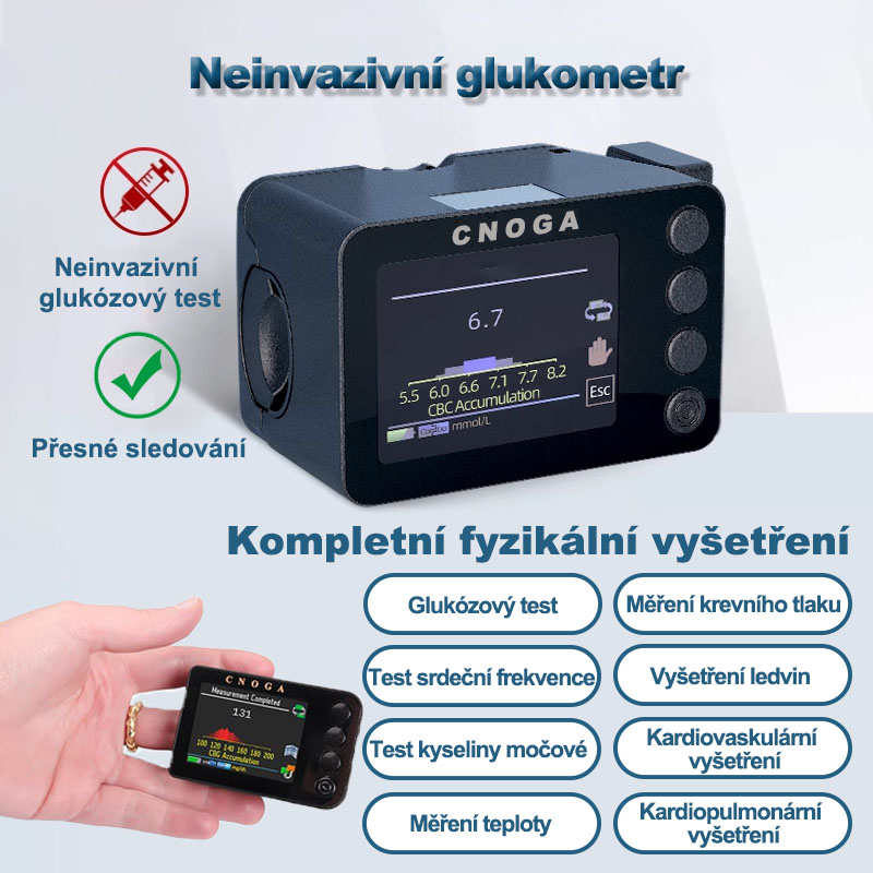 【CNOGA 】neinvazivní glukometr a oxymetr