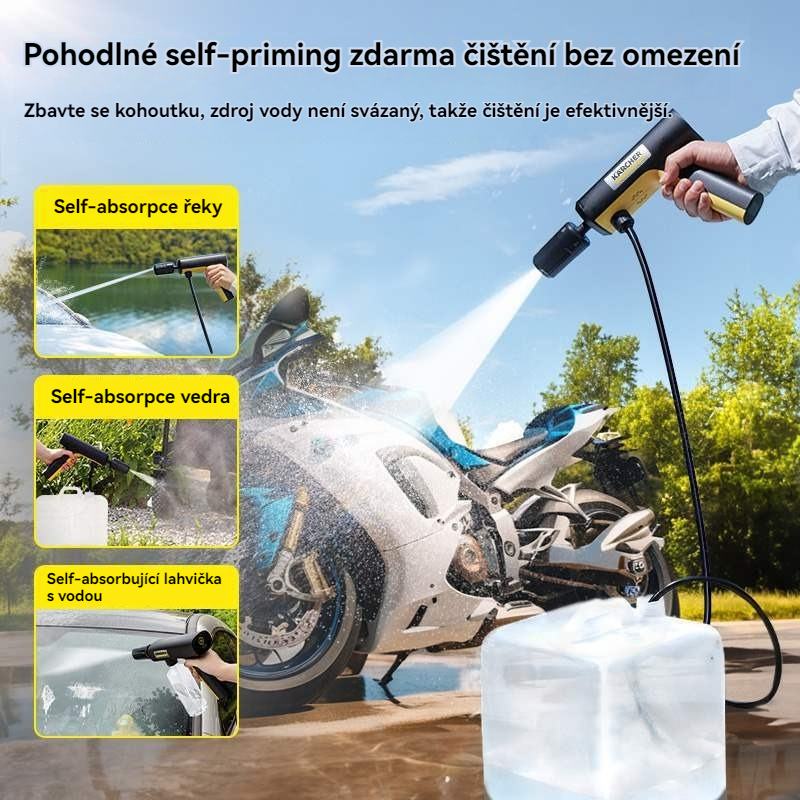 Přenosná doma použitelná dobíjecí lithium-iontová tlaková vodní pistole na mytí aut.