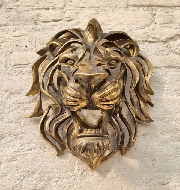 🦁Vzácný nález – nástěnná umělecká plastika s velkou lví hlavou🎁