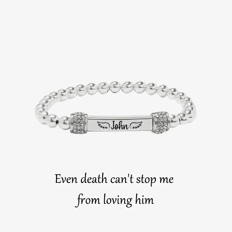 For Memorial - I'm a Wife to a Husband Custom Name Bead Bracelet