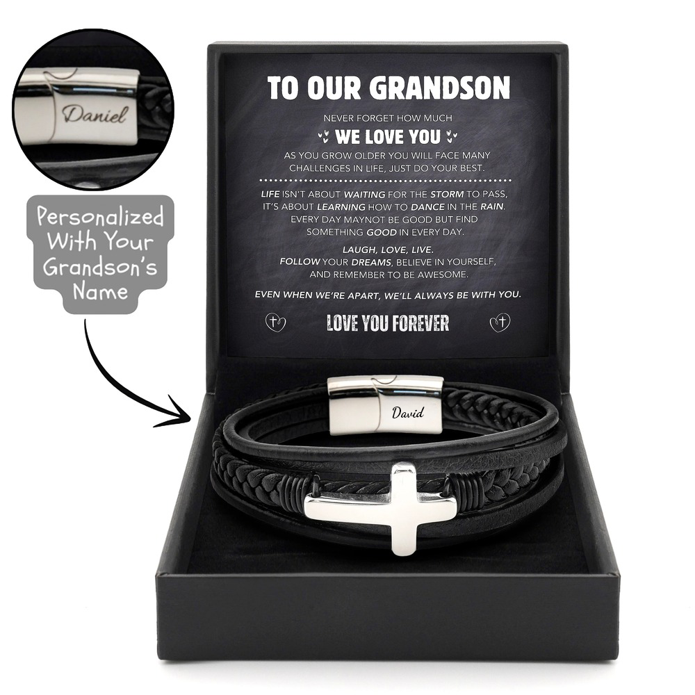 Grandson's Eternal Guardian Faith Bracelet Custom