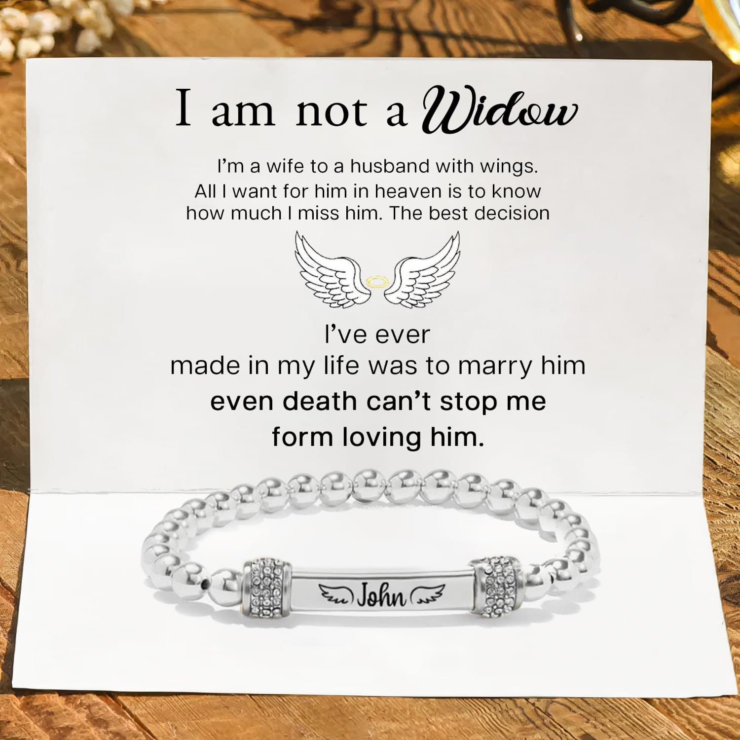 For Memorial - I'm a Wife to a Husband Custom Name Bead Bracelet