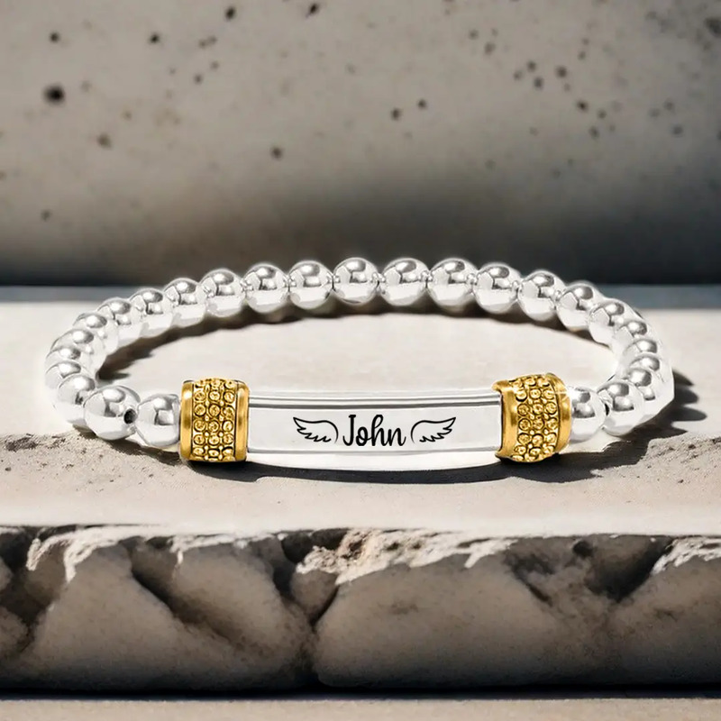 For Memorial - I'm a Wife to a Husband Custom Name Bead Bracelet