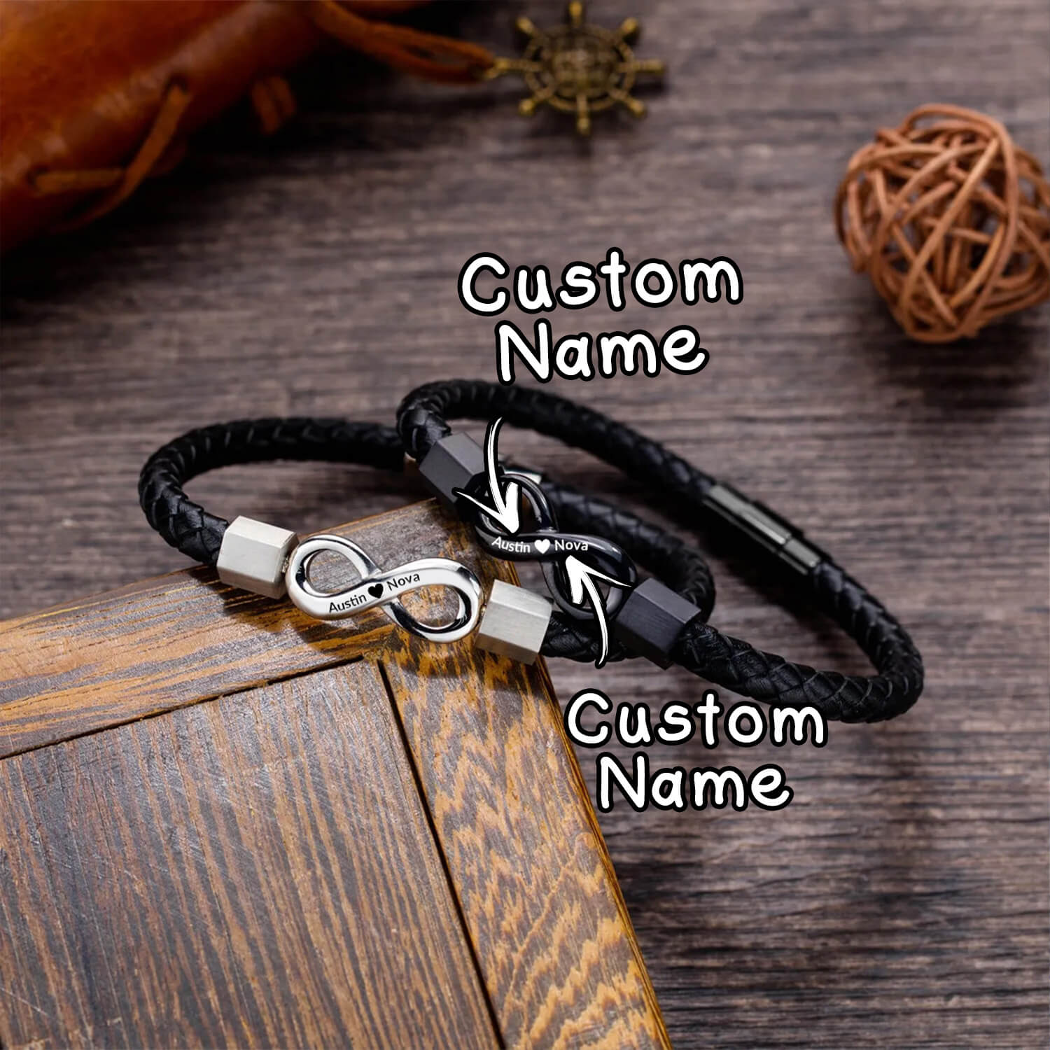 To My Love - I Love You Forever And Always - Infinity Leather Bracelet