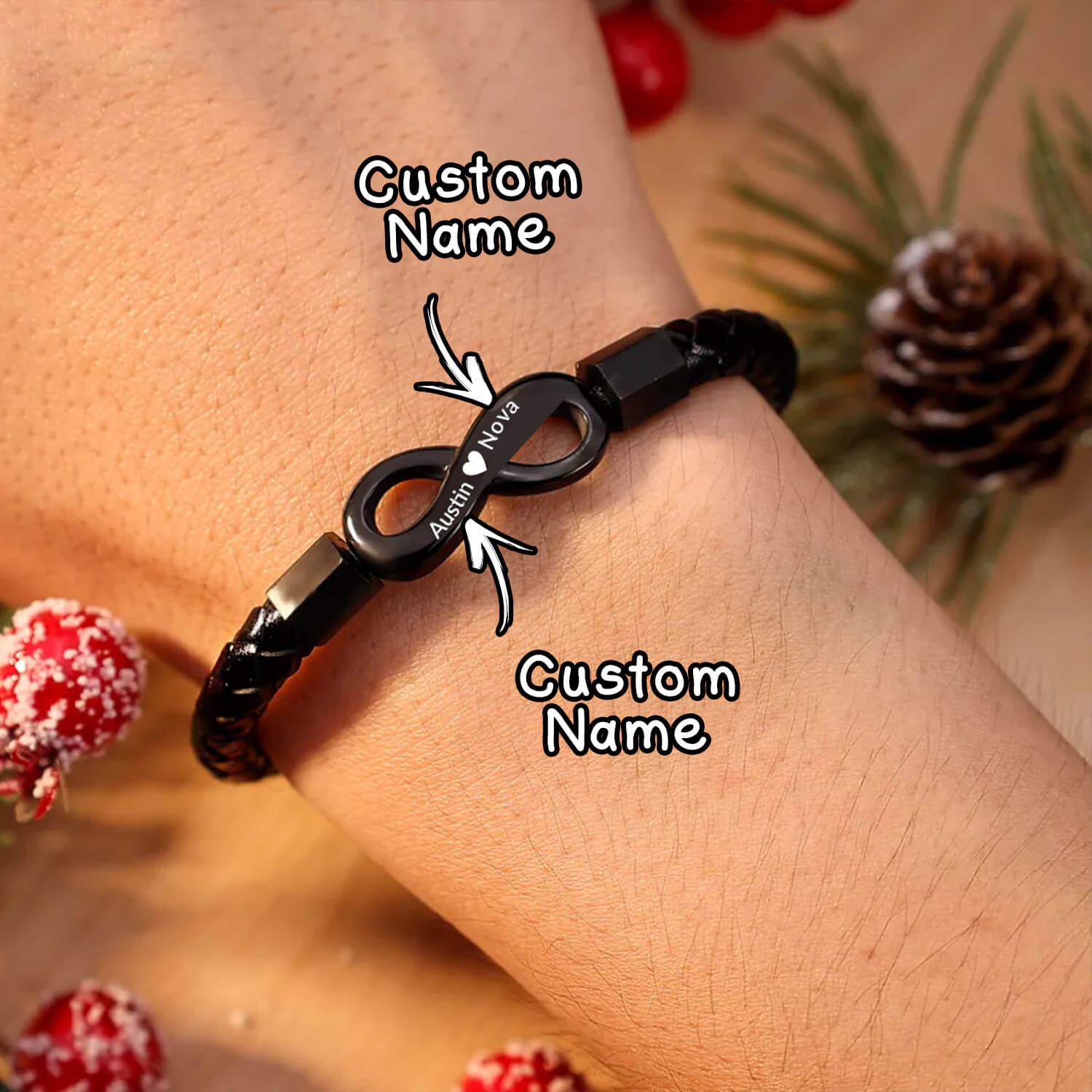 To My Love - I Love You Forever And Always - Infinity Leather Bracelet